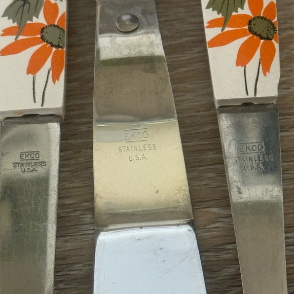 Vintage Ekco Country Garden Utensils Lot of 3 Meat Fork, Spatula, Spreader 70’s - Picture 4 of 8